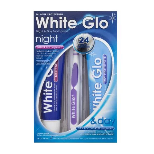 White Glo Night & Day Toothpaste Set pasta za zube Day Toothpaste 100 g + noćni gel Night Gel 85 g + četkica za zube 1 kom