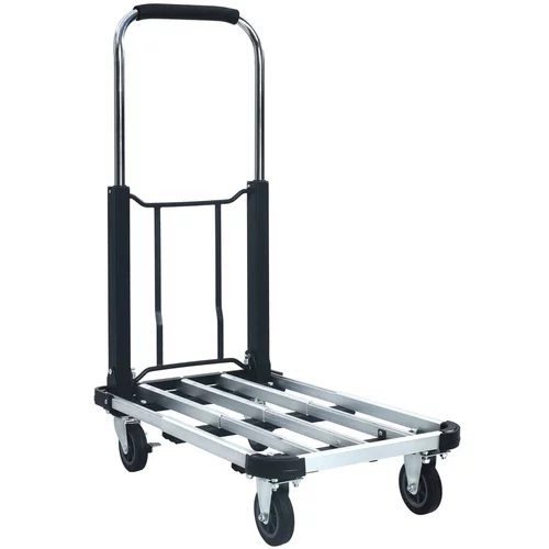 vidaXL Zložljiv transportni voziček 150 kg aluminij srebrn