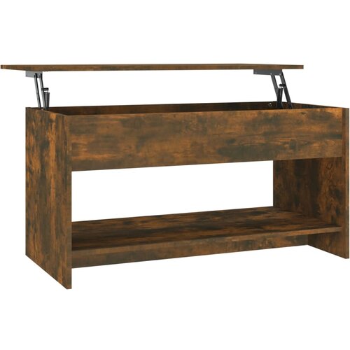 Maison Chic Klubska mizica - kavna mizica - Nizka mizica dimljeni hrast 102x50x52,5 cm konstruiran les, (21755012) Slike