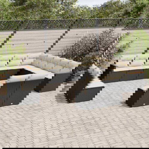 vidaXL 13-dijelni set vrtnih sofa s jastucima poliratan crni Cijene