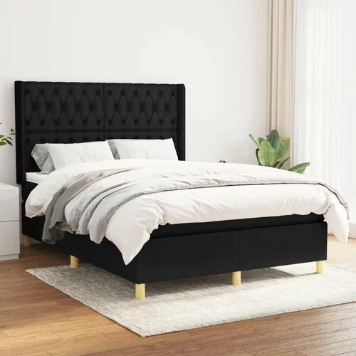  Box spring postelja z vzmetnico črna 140x200 cm blago, (20895531)