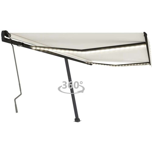  Tenda na ručno uvlačenje s LED svjetlima 400 x 350 cm krem Slike