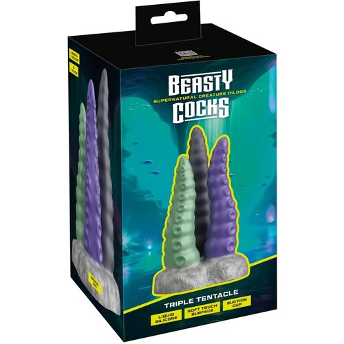 Beasty Cocks Dildo Triple, 22cm, &Scaron;areni Cene