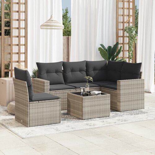 VidaXL 6-dijelni set vrtnih sofa od poliratana s jastucima svjetlosivi Slike