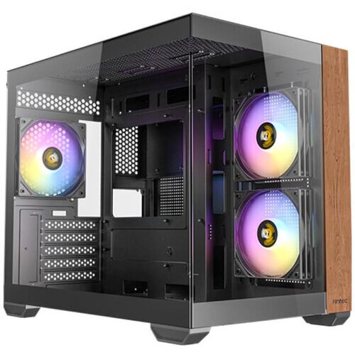 Antec Kuci&amp;scaron;te CX600M WOOD ARGB Mini Tower/Micro-ATX/ITX/bez napajanja/kaljeno staklo/crna Slike