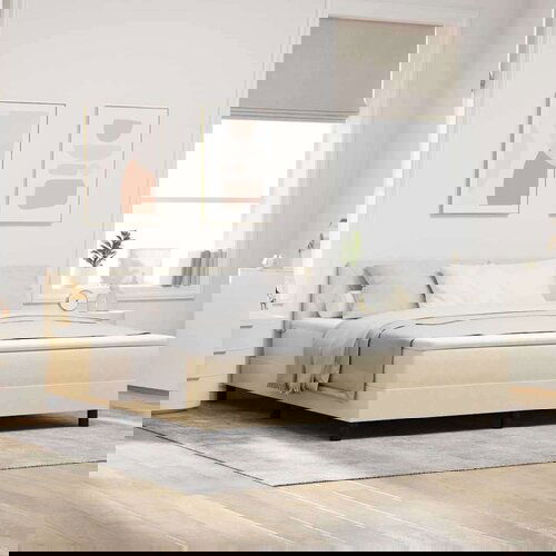  Krevet s kutijom s madracem &amp;amp;amp LED bež 180x200 cm tkanina Slike