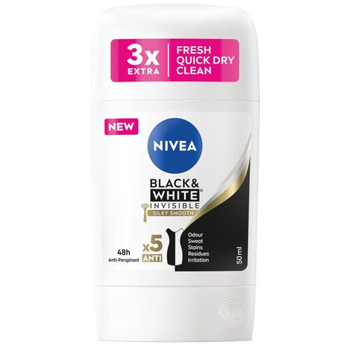 Nivea Black & White Invisible Silky Smooth 48h antiperspirant deodorant v stiku 50 ml za ženske Cene