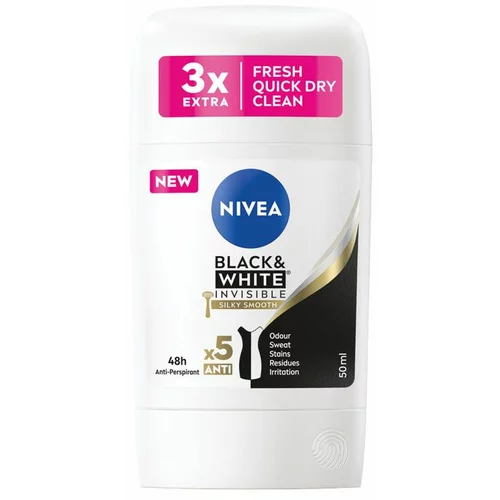 Nivea Black & White Invisible Silky Smooth 48h antiperspirant deodorant v stiku 50 ml za ženske