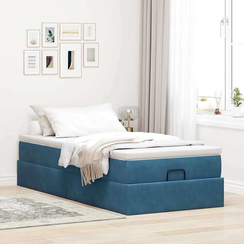 VidaXL okvir kreveta s madraca tamnoplavi 90x200cm bar&amp;scaron;unasti Slike