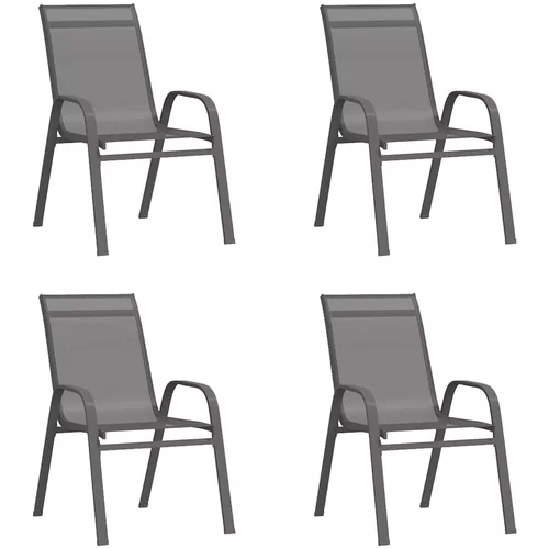 vidaXL Složive vrtne stolice od tekstilena 4 kom sive