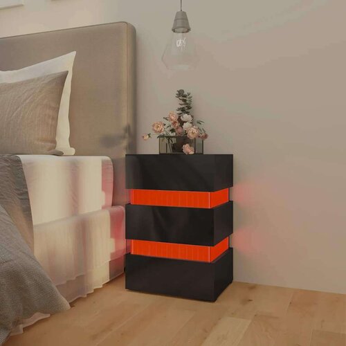 VidaXL LED noćni ormarić visoki sjaj crni 45 x 35 x 67 od iverice Slike