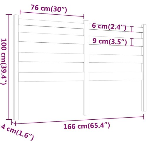  Uzglavlje za krevet sivo 166 x 4 x 100 cm od masivne borovine Slike
