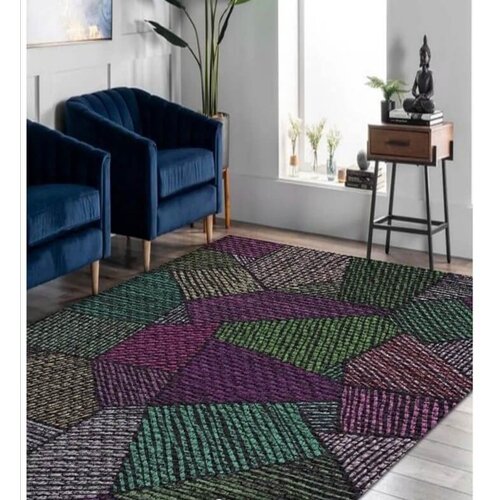  tepih sa gumenom podlogom 140x220cm - ljubičasto-zeleni četvorougao, TG-3127 Cene