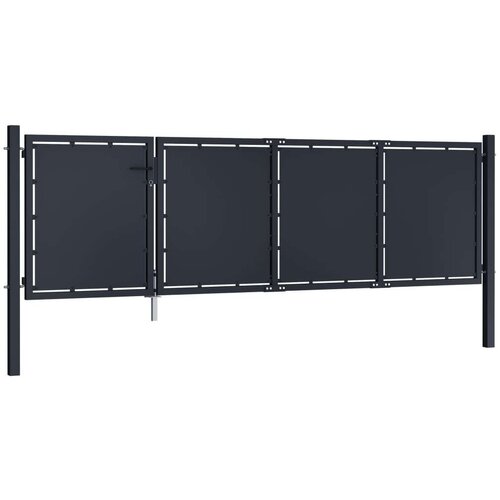 VidaXL Vrtna vrata čelična 350 x 75 cm antracit Slike