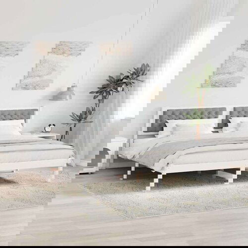  Okvir za krevet Svijetlo siva 200 x 200 cm tkanina Slike