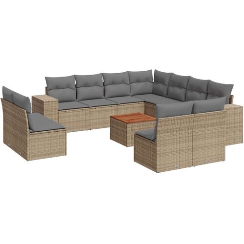VidaXL 12-dijelni set vrtnih sofa od poliratana s jastucima bež Slike