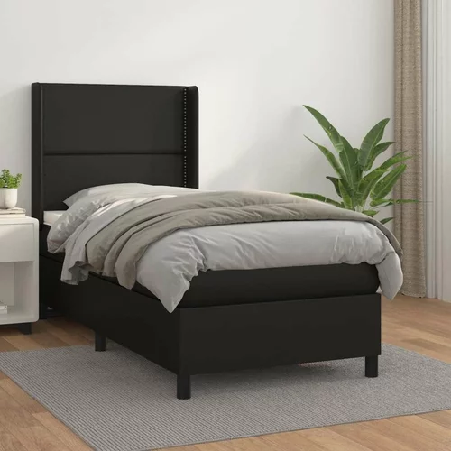  Box spring postelja z vzmetnico črn 90x190 cm umetno usnje, (20723745)