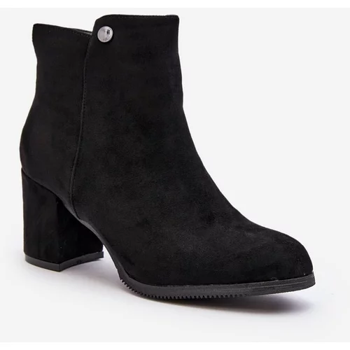 Kesi Suede women's high-heeled ankle boots Black Selela
