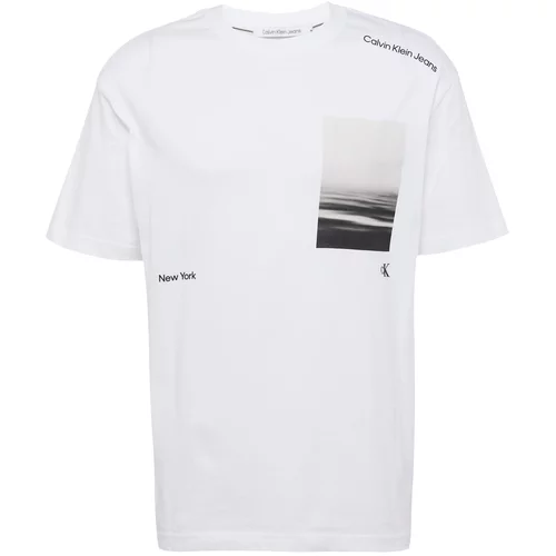 Calvin Klein Jeans Majica 'SERENITY' siva / svijetlosiva / crna / bijela