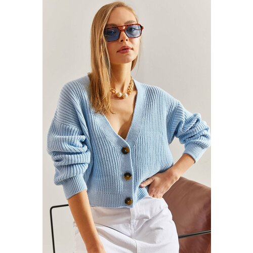 Bianco Lucci Women's Three-Button Corded Knitwear Cardigan Cene