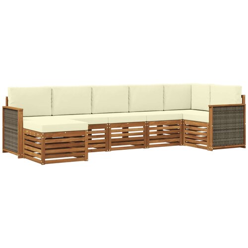 vidaXL Kotna sedežna garnitura z blazino 6 pcs Naravna in smetana, (5000283855) Cene