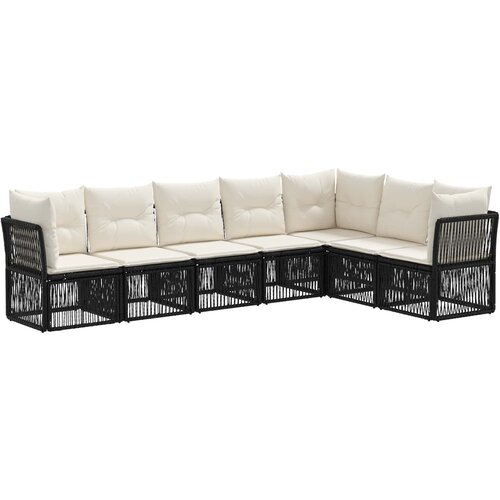 vidaXL Vrtna sedežna garnitura 7 pcs Črna poli ratan, (5000270364) Cene