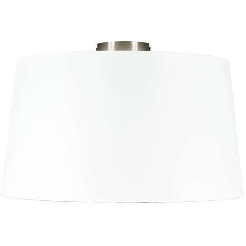 QAZQA Sodobna stropna svetilka jeklo z belo senco 45 cm - Combi