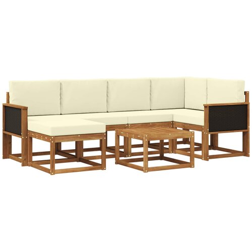 vidaXL Zunanja garnitura za sedenje z blazino 7 pcs Naravna in smetana, (5000281276) Cene