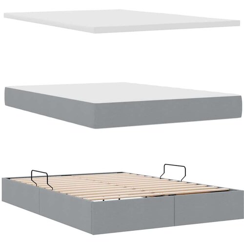  Krevet S LED lampica Svijetlo siva 140 x 190 cm tkanina Slike