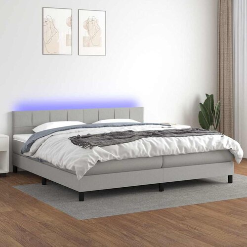  box spring s madracem LED svjetlosivi 200x200 cm tkanina Cijene