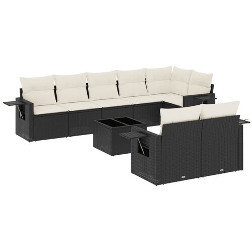  9-dijelni set vrtnih sofa s jastucima crni od poliratana Crna 85 x 62 x 69 cm Slike