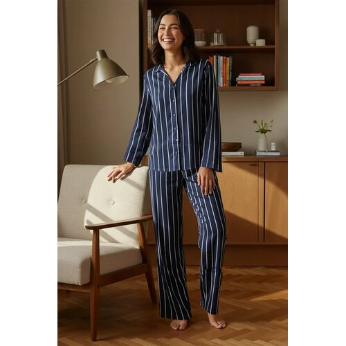 TRENDYOLMILLA Ženski set pidžame Thmaw23Pt00158, Tamnoplavi Cene