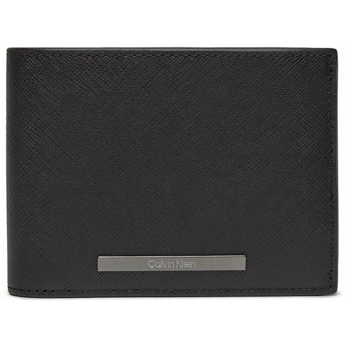 Calvin Klein Velika moška denarnica Modern Bar Trifold 10Cc W/Coin K50K511700 Ck Black Saffiano BEH