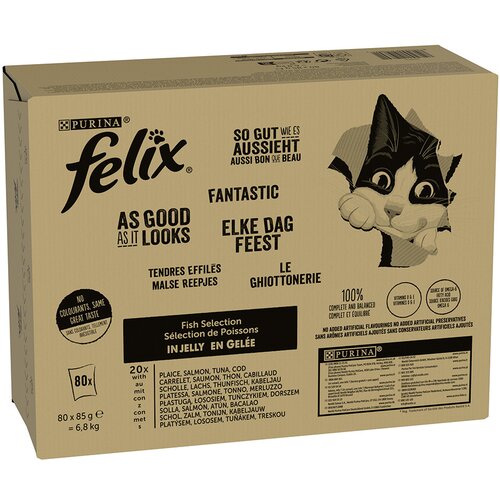 Felix Jumbo pakiranje &amp;quot;So gut wie es aussieht&amp;quot; vrećice 80 x 85 g - Riblji miks (4 vrste) Slike