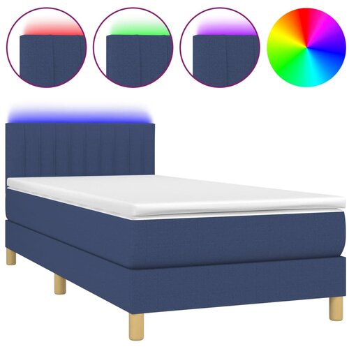 Maison Chic Box spring postelja - Vzmetna postelja z vzmetnico LED modra 90x190 cm blago SL9743, (21900034) Cene