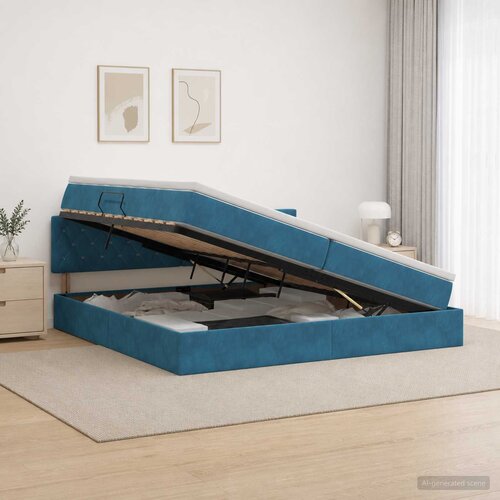  Krevet s od storage Tamno plava 200 x 200 cm Bar&scaron;un Cijene
