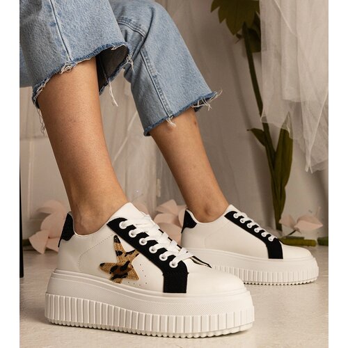 Gemre White and black sneakers decorated with glitter and a star Taleda Cijene