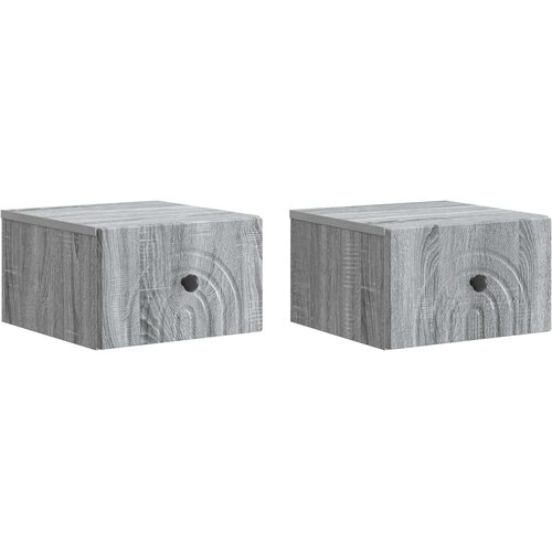  Noćni ormarić za montažu na zid s ladicama 2 pcs Siva sonoma Cijene