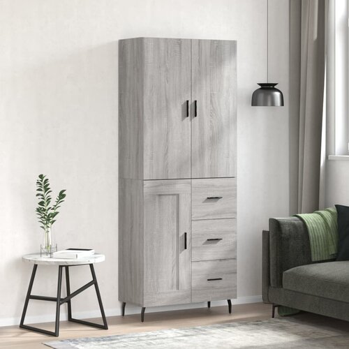 vidaXL Visoka komoda siva sonoma 69,5x34x180 cm inženirski les Cene