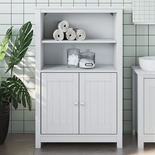  The Living Store Kopalniška omarica BERG bela 69,5x34x110 cm trdna borovina - Kopalniška Omarica, (21503138) Cene