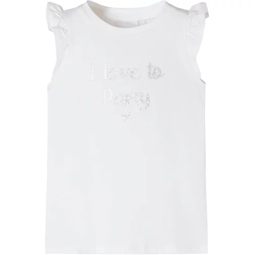 vidaXL Otroška majica s kratkimi rokavi z volančki bela 116
