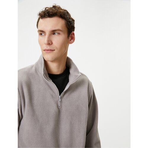 Koton Fleece Sweatshirt Half Zipper Stand Collar Long Sleeve Cene