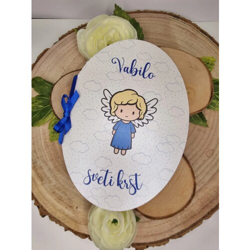  Vabilo za krst z angelčkom v modri barvi, ovalno REK 01-06 Cene