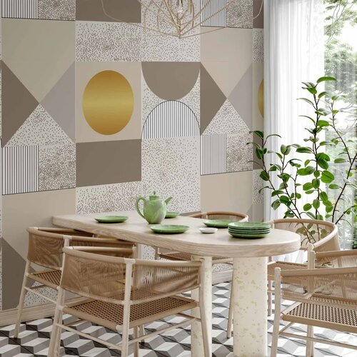  Foto tapeta - Beige and Gold Geometric Pattern 400x280 Vodootporna Slike