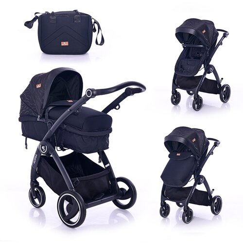 Lorelli ADRIA Kolica Black 2u1 SET: Ko&amp;scaron;ara + Putna Torba + Zimska Navlaka (do 15 kg) Slike