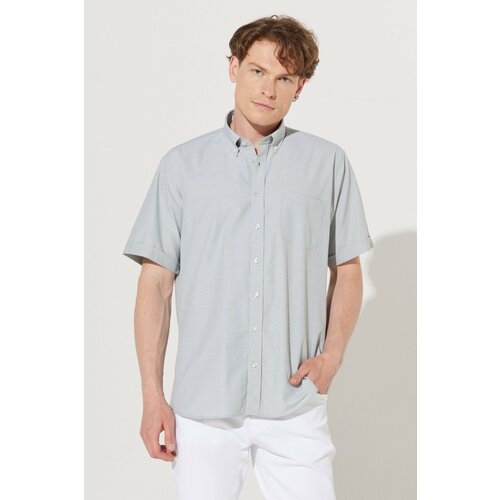 ALTINYILDIZ CLASSICS Men's Khaki Comfort Fit Comfy Cut Buttoned Collar Dobby Short Sleeve Shirt. Slike