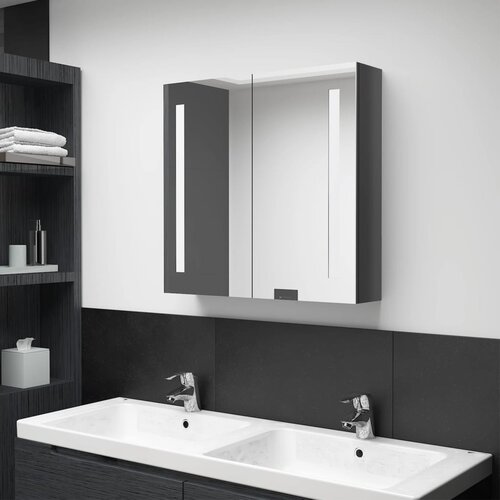  LED kupaonski ormarić s ogledalom sjajni sivi 62 x 14 x 60 cm Cene
