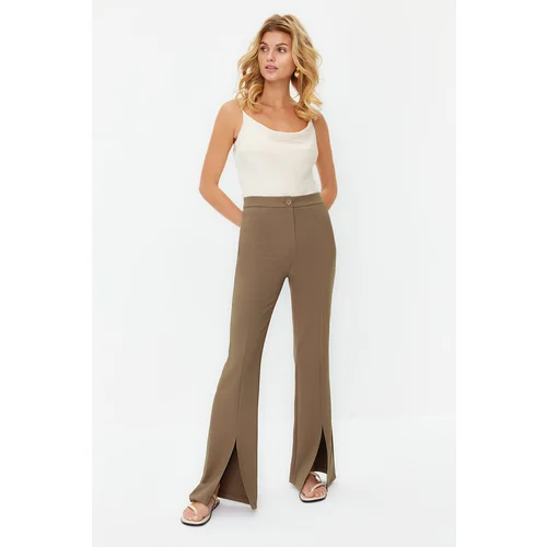 Trendyol Khaki Flare Slit Detailed Woven Trousers