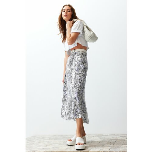 Trendyol Multicolored Animal Patterned Viscose Fabric Midi Woven Skirt Slike