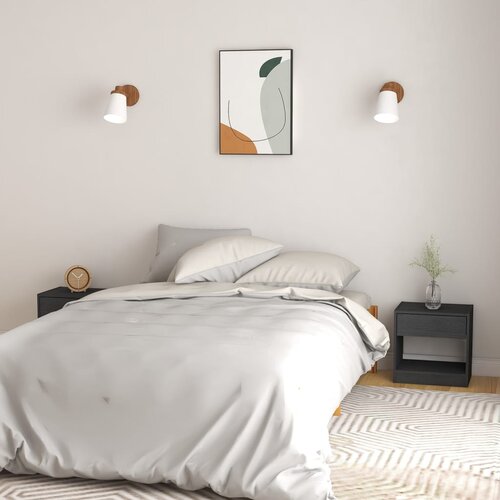 VidaXL noćni ormarići 2 kom sivi 40 x 31 x 40 cm od masivne borovine Slike